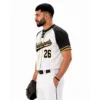 Black gold softball uniform with pinstripe design by Faish Sports