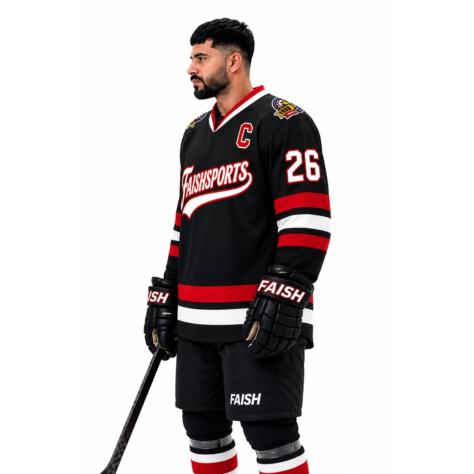 Black ice hockey jersey designed by Faish Sports for hockey teams