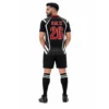Custom black red soccer jersey designed by Faish Sports for football teams