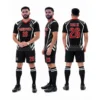 Custom black red soccer jersey designed by Faish Sports for football teams