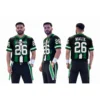 Green black flag football uniform worn by athlete with custom team design
