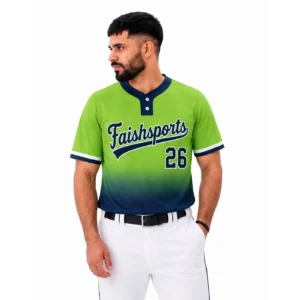 Lime green navy softball uniform with gradient design by Faish Sports