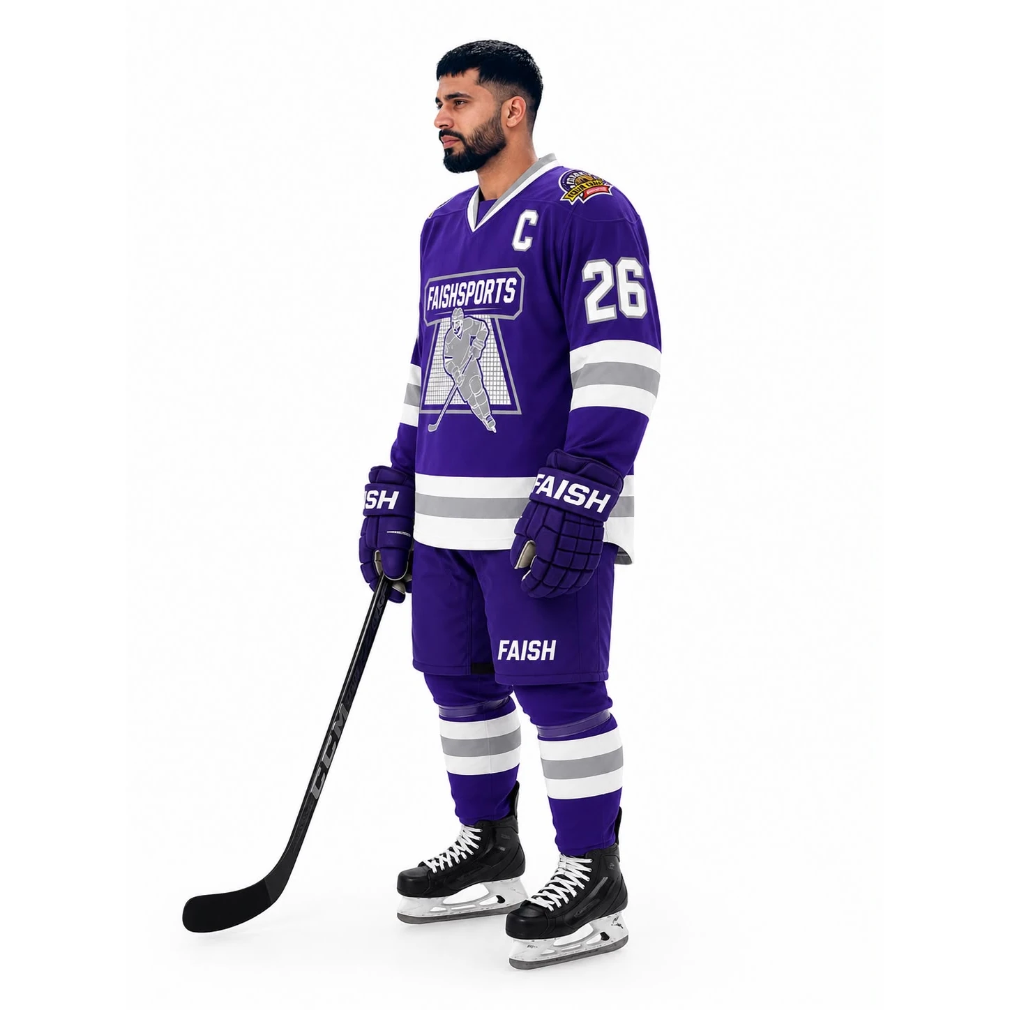 Purple ice hockey jersey designed by Faish Sports for hockey teams