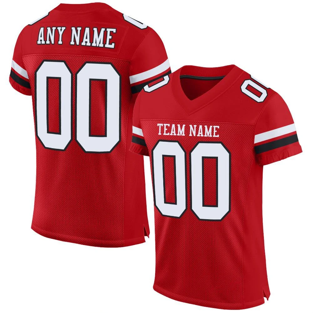 Red football uniform with custom team design and player number 26