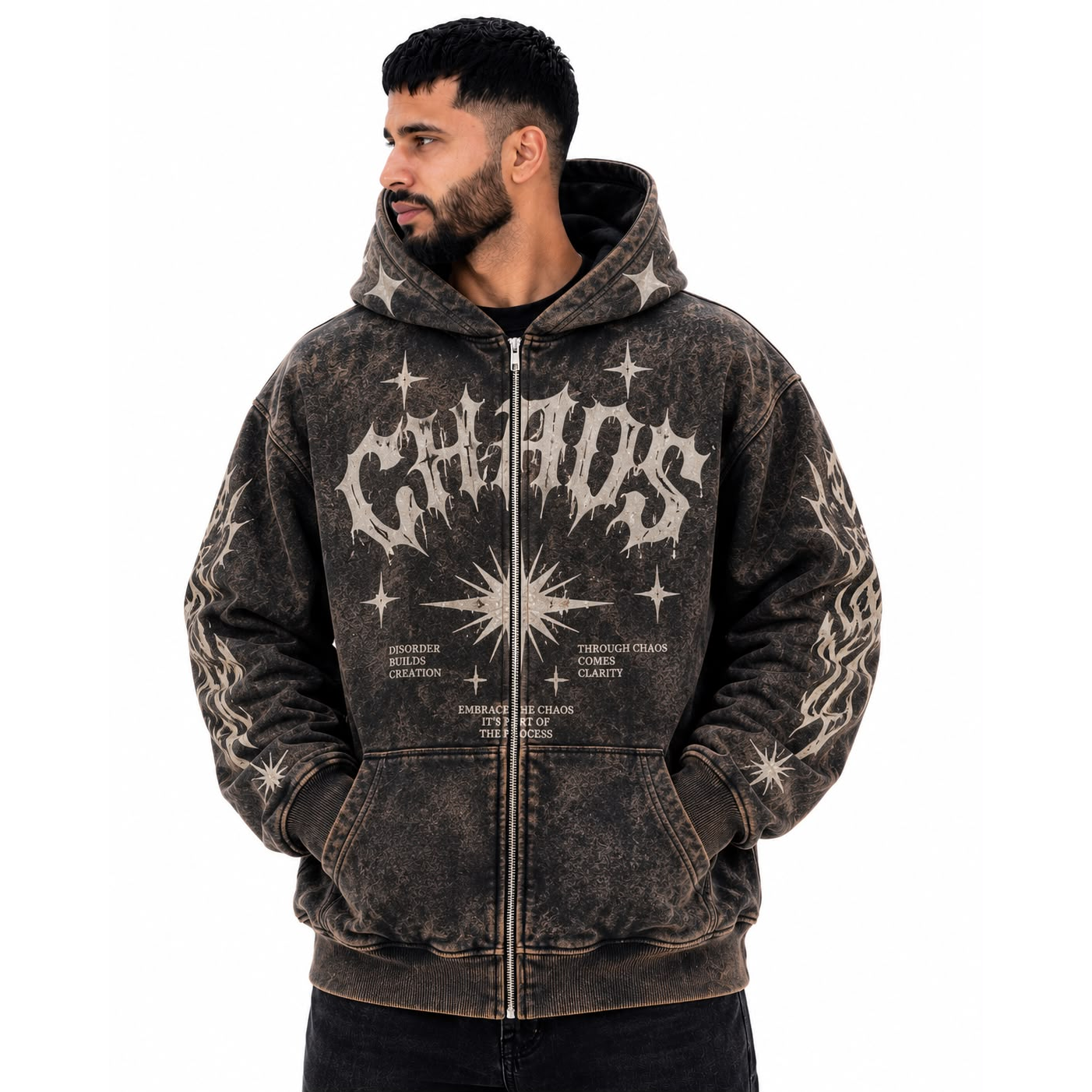Vintage graphic zip hoodie with premium streetwear design