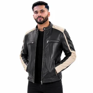 Black Leather Racer Jacket Premium Men's Leather Outerwear by Faish Sports
