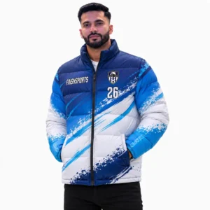 Blue White Puffer Jacket Premium Winter Jacket by Faish Sports