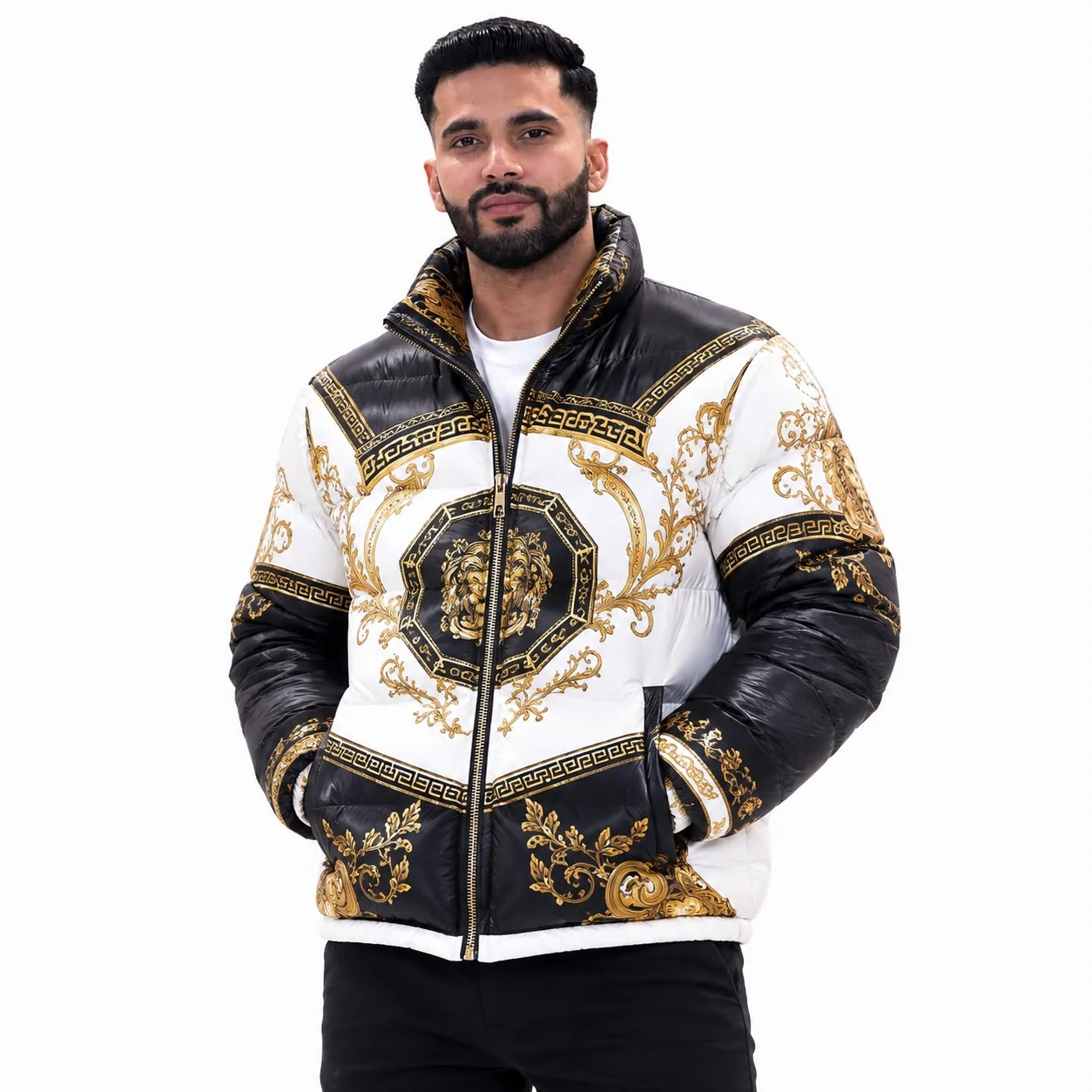 Black White Designer Puffer Jacket Premium Winter Jacket by Faish Sports