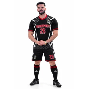 Custom Volleyball Uniform Black Red Team Kit by Faish Sports